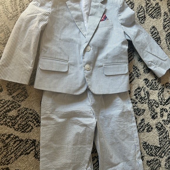 Nautica Stripe Toddler Suit with Red Accent - Picture 1 of 6